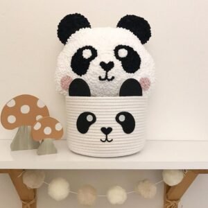 Panda Cotton Rope Basket – Perfect for Kids' Room, Toy Storage, and Nursery Decor