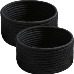 small rope basket set Pakistan black cotton rope gift basket mini round storage bin eco-friendly small organizer countertop basket in Pakistan