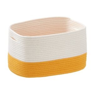 white and orange rope basket Pakistan cotton rope storage bin fabric basket for shelf organization rope basket for kids room Pakistan multipurpose cotton organizer storage bin for nursery Pakistan eco-friendly basket for living room cotton rope baskets Daraz home storage baskets online Pakistan modern rope basket decor