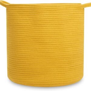 light orange laundry basket cotton rope laundry hamper Pakistan large storage bin with handles laundry basket for clothes Pakistan round storage basket for towels toy storage basket cotton rope laundry bin for bedroom decor home organizer basket Daraz cotton rope basket online Pakistan