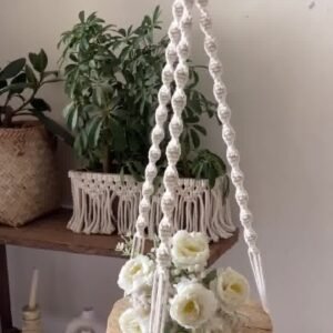 macrame wood shelf Pakistan hanging wooden shelf boho macrame shelf for indoor plants cotton rope wall decor handmade macrame hanging floating wood shelf with rope boho shelf for living room nursery wall shelf macrame macrame decor Pakistan home decor shelves cotton rope