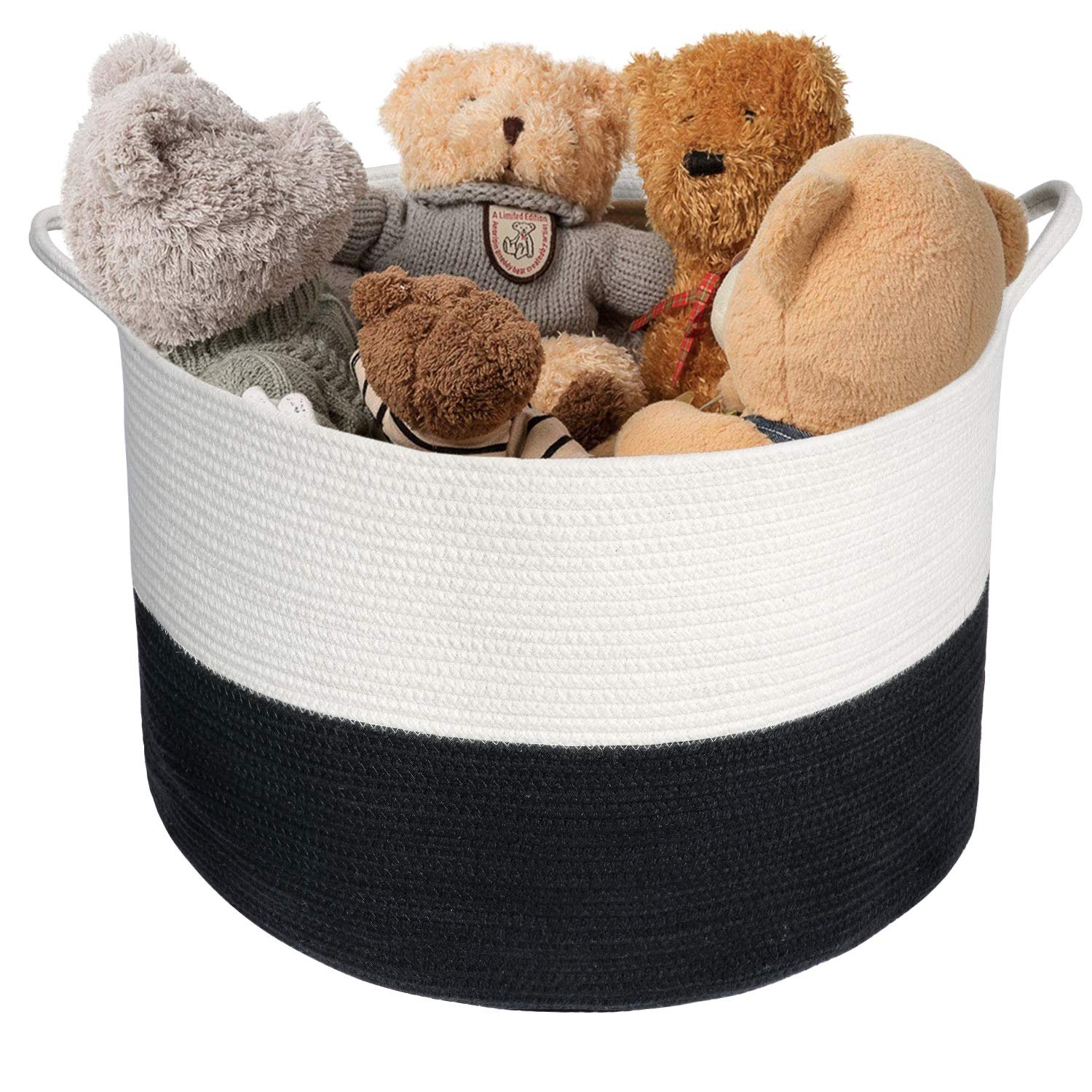 Cotton rope laundry basket Pakistan Black and white woven basket XXL laundry basket UAE Toy storage basket with handles Rope hamper for clothes Eco-friendly storage bin Modern home organizer basket