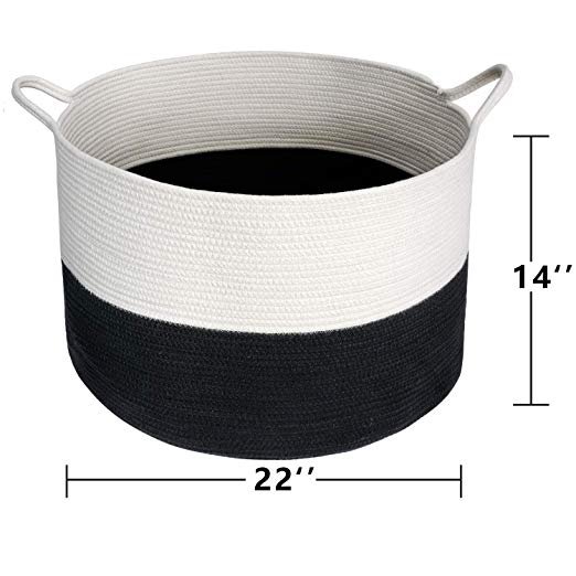 Cotton rope laundry basket Pakistan Black and white woven basket XXL laundry basket UAE Toy storage basket with handles Rope hamper for clothes Eco-friendly storage bin Modern home organizer basket