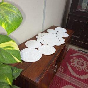 cotton rope table runner Pakistan, handmade table runner, rope placemat set, off-white table runner, black cotton runner, eco-friendly table decor, 40 inch table runner, handwoven table decor, minimalist table runner