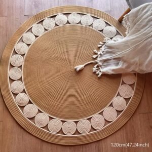 Jute & Cotton Rope Rug – Boho Circle Area Rug